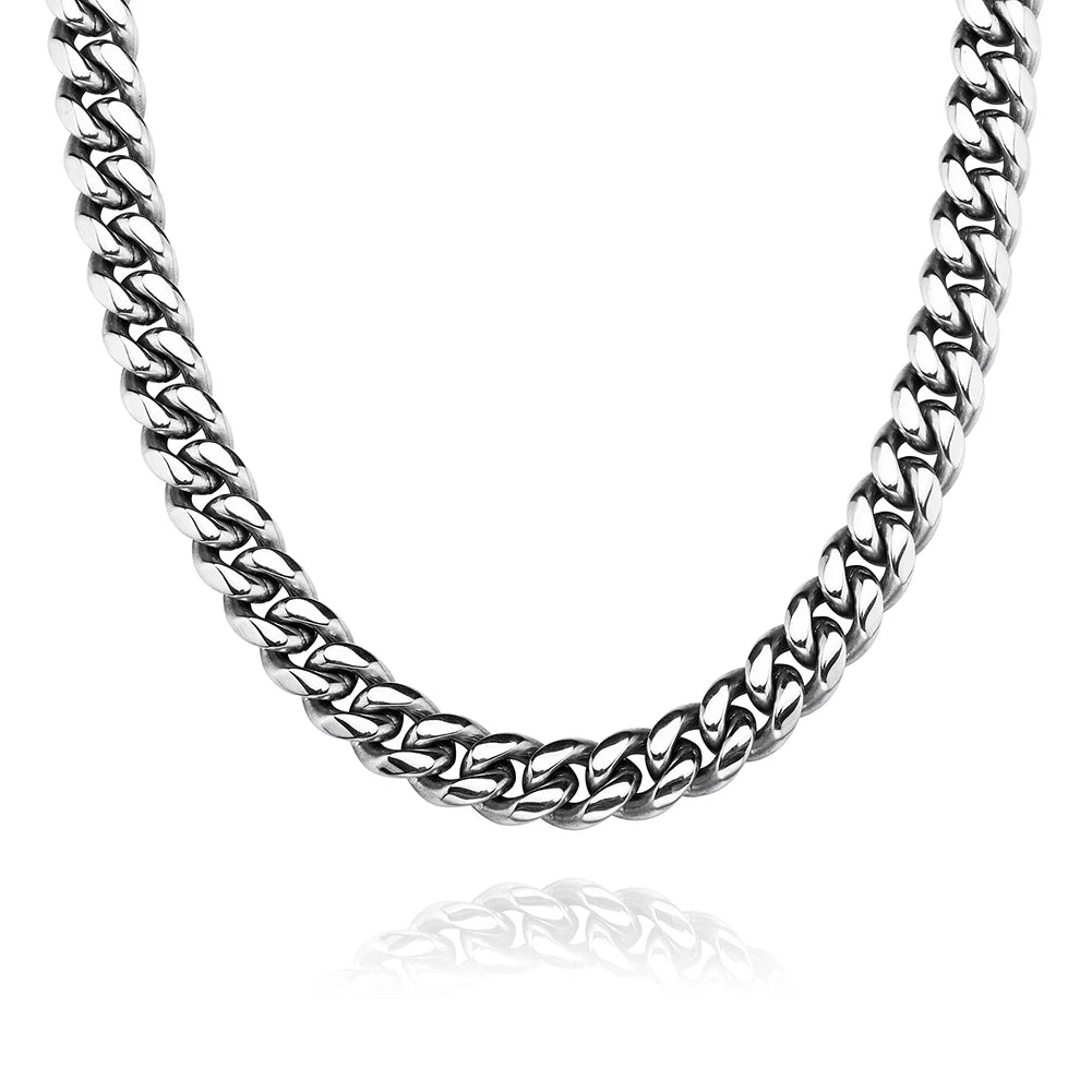 TOPGRILLZ New Jewelry Set 6/10/12/14MM Spring Clasp Stainless Steel Cuban Chain Bracelet Necklace Hip Hop Classic Mens Jewelry