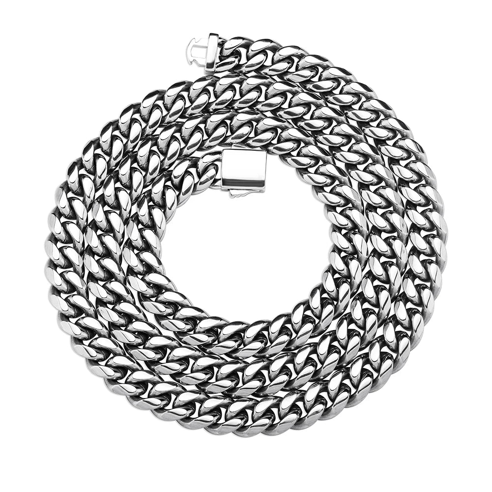 TOPGRILLZ New Jewelry Set 6/10/12/14MM Spring Clasp Stainless Steel Cuban Chain Bracelet Necklace Hip Hop Classic Mens Jewelry
