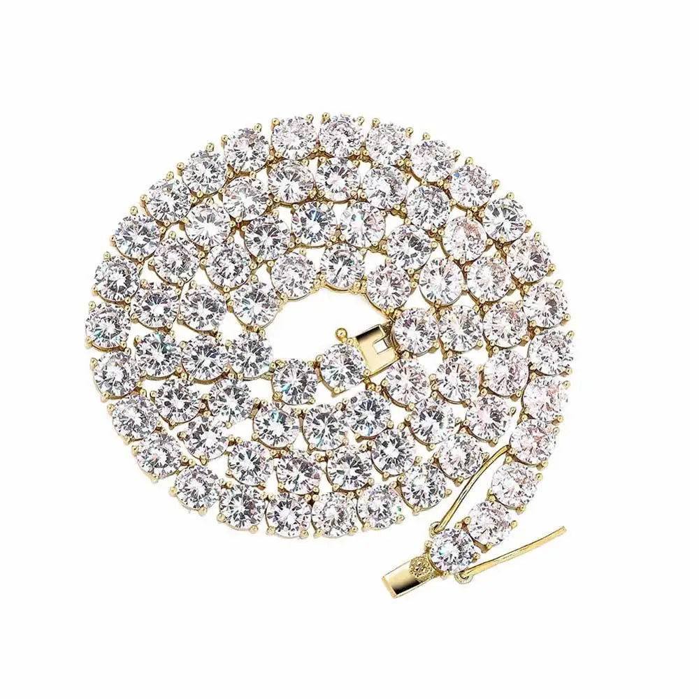 New 925 Sterling Silver 3-6mm Men's Necklace Bling CZ Iced Out Hip Hop Link Tennis Chain Silver Gold Necklace Jewelry For Gift