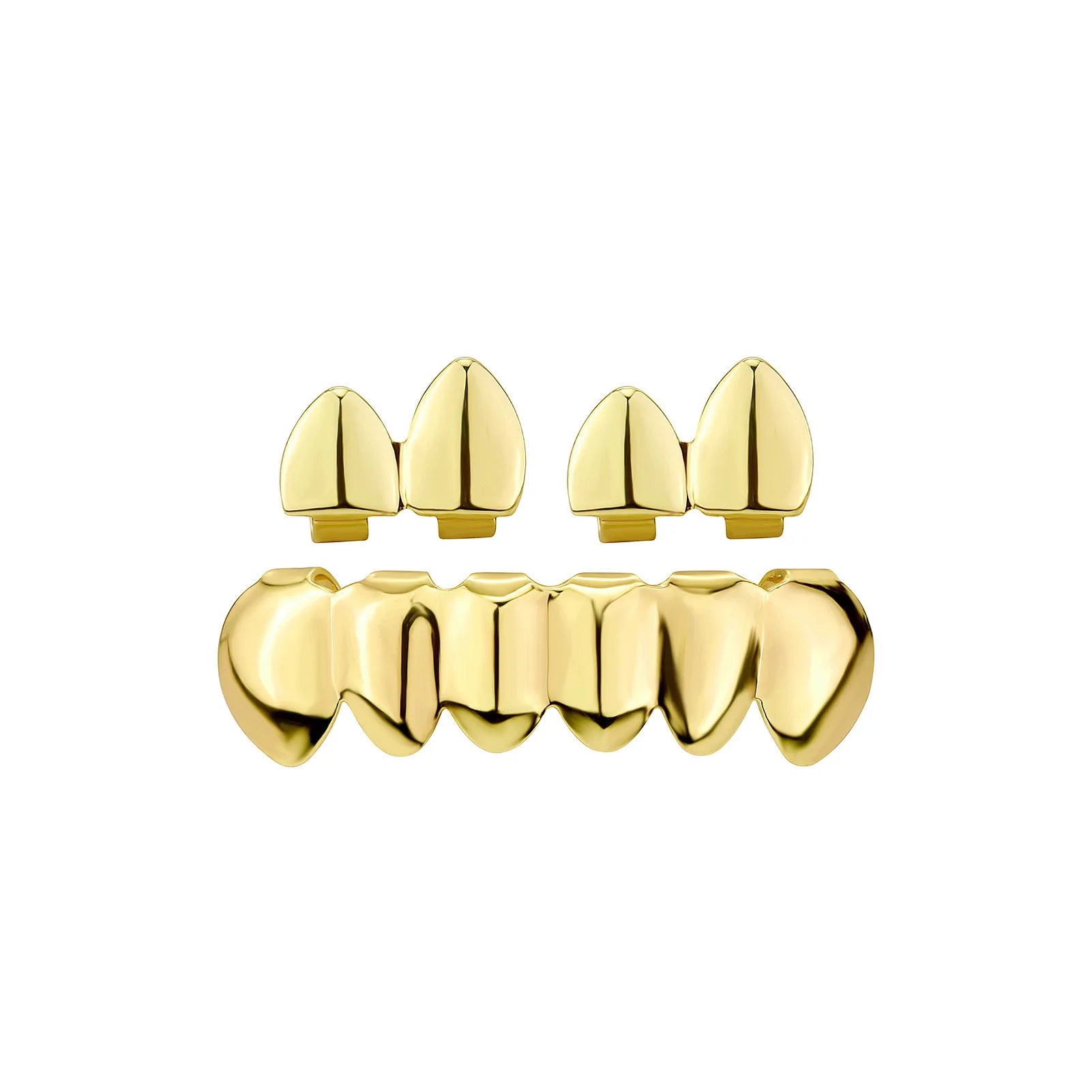 TOPGRILLZ Glossy Teeth Grillz Hip Hop Gold Silver Color Top Bottom Tooth Caps For Women Men Jewelry Halloween Cosplay Gift