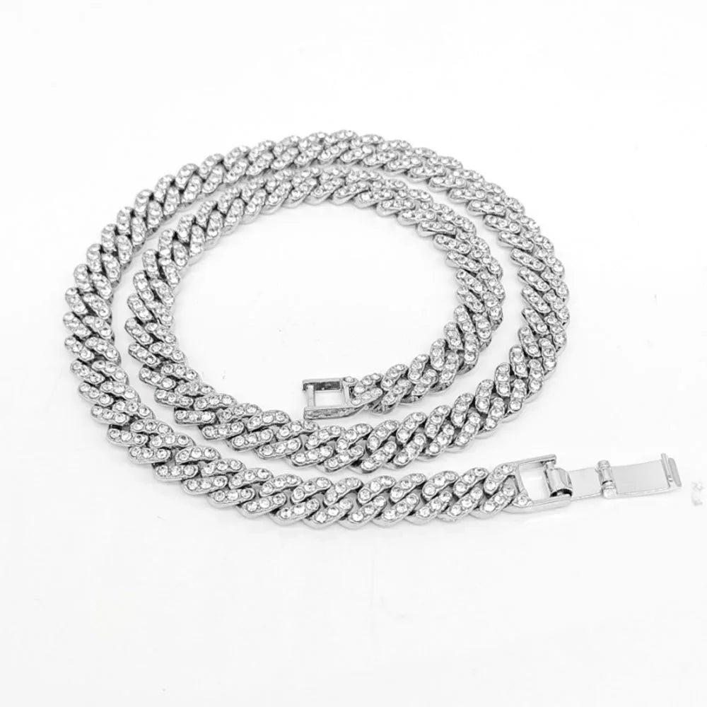 High Quality 9MM Width Miami Cuban Chain Necklaces For Men Women Hip Hop Iced Out Bling Charm Chains Necklace Fashion Jewelry