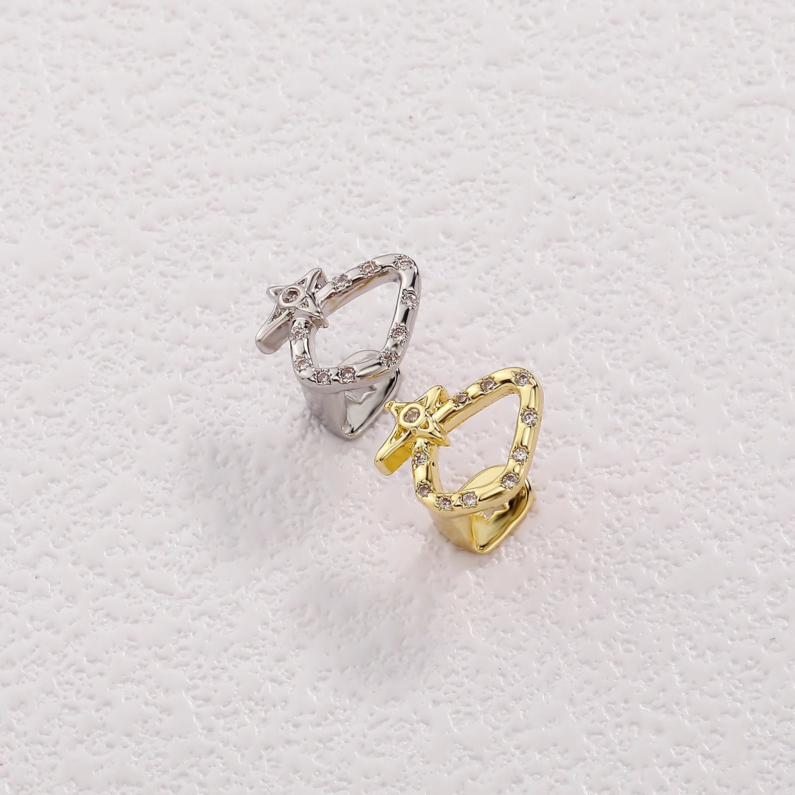 TOPGRILLZ Geometric Single Skeleton Iced Out Star Zircon Teeth Grillz Vintage CZ Stone Tooth Caps For Women Men Halloween Gift