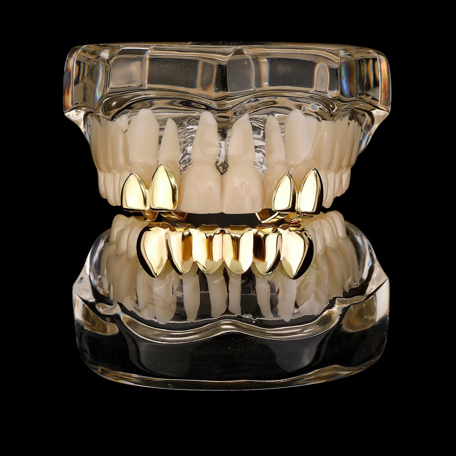 TOPGRILLZ Glossy Teeth Grillz Hip Hop Gold Silver Color Top Bottom Tooth Caps For Women Men Jewelry Halloween Cosplay Gift