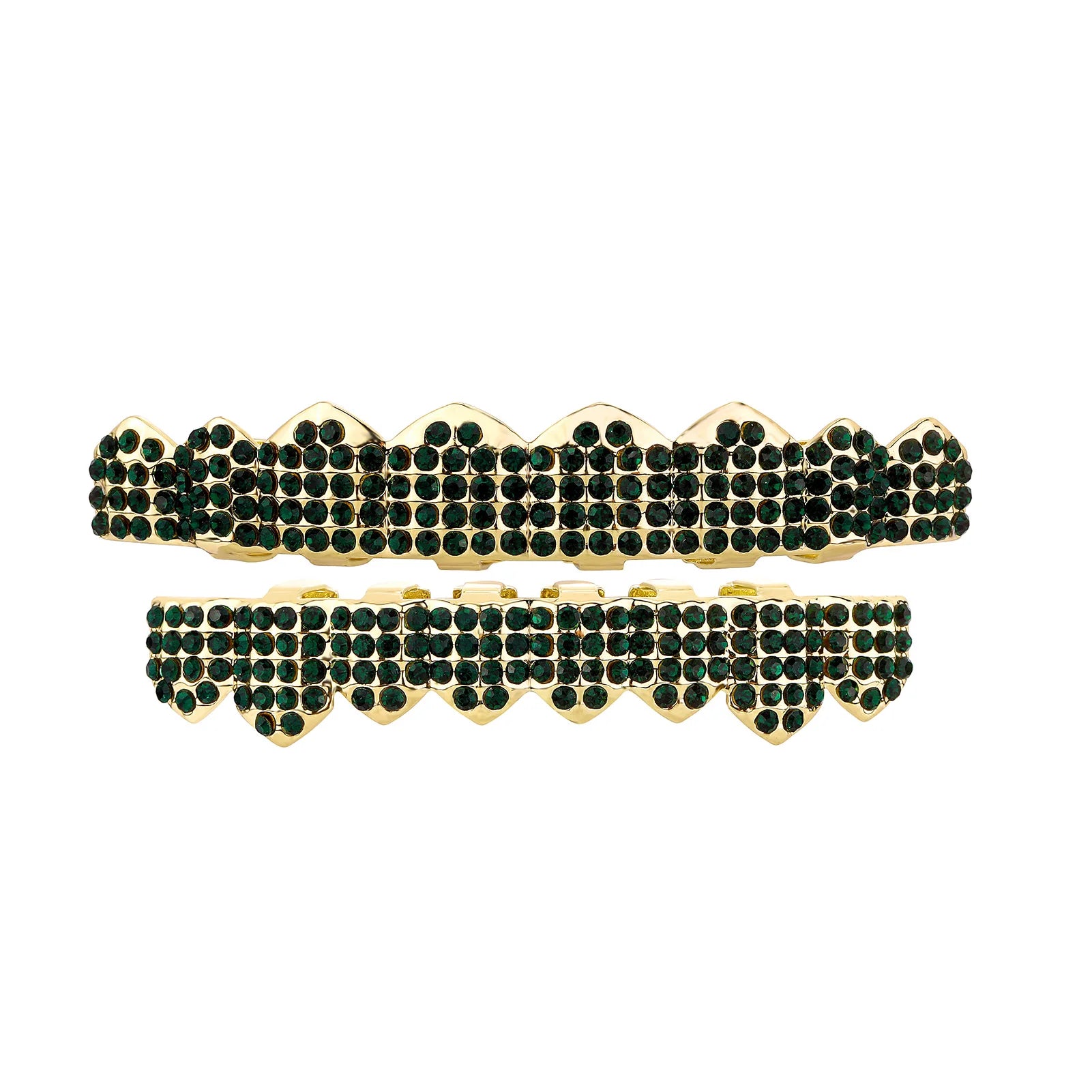 TOPGRILLZ Hip Hop Teeth Grillz Iced Out Micro Paved Green Red Cubic Zircon Top & Bottom Charm Grills Set For Halloween Party