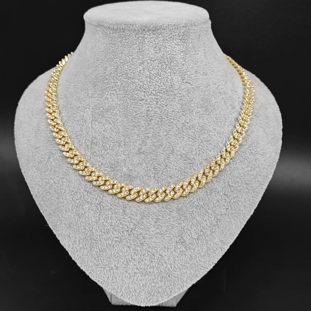 High Quality 9MM Width Miami Cuban Chain Necklaces For Men Women Hip Hop Iced Out Bling Charm Chains Necklace Fashion Jewelry