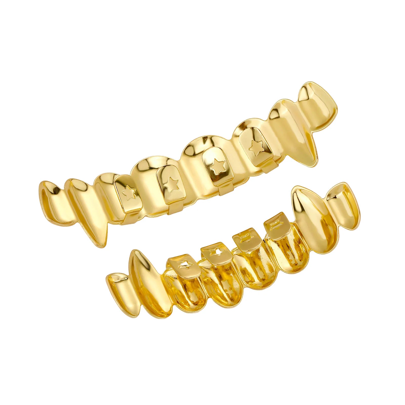 TOPGRILLZ Hip Hop 8/8 Vampire Fangs Glossy Teeth Grillz Top Bottom Mouth Tooth Caps For Women Men Jewelry Halloween Cosplay Gift