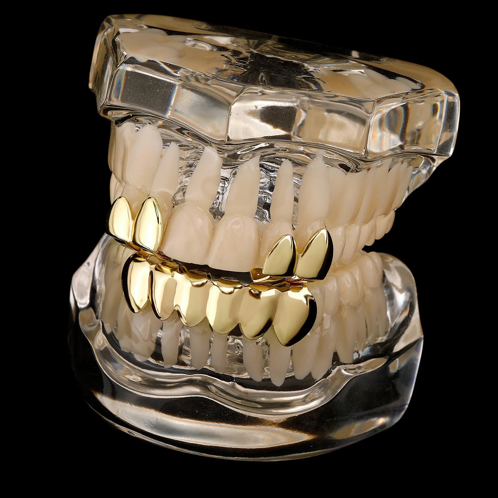 TOPGRILLZ Glossy Teeth Grillz Hip Hop Gold Silver Color Top Bottom Tooth Caps For Women Men Jewelry Halloween Cosplay Gift