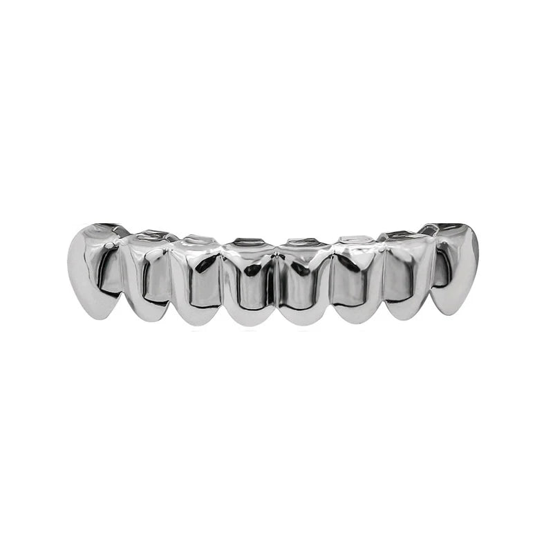TOPGRILLZ Gold Silver Plated HIP HOP Teeth Grillz Top & Bottom Grills Set With silicone Real Shiny Vampire Tooth Sets