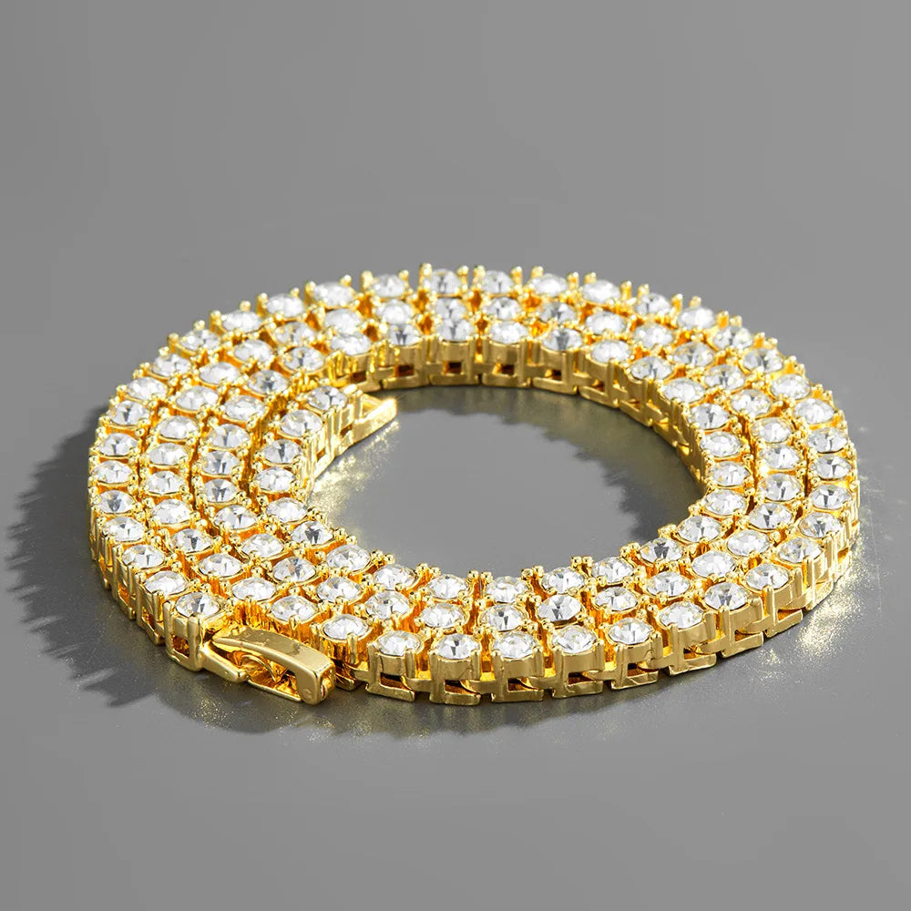 Men Women HipHop Iced Out Bling Prong Cuban Chain Necklace Suit 13mm Paved Rhinestone Link Chain Choker Bracelet Fashion Jewelry