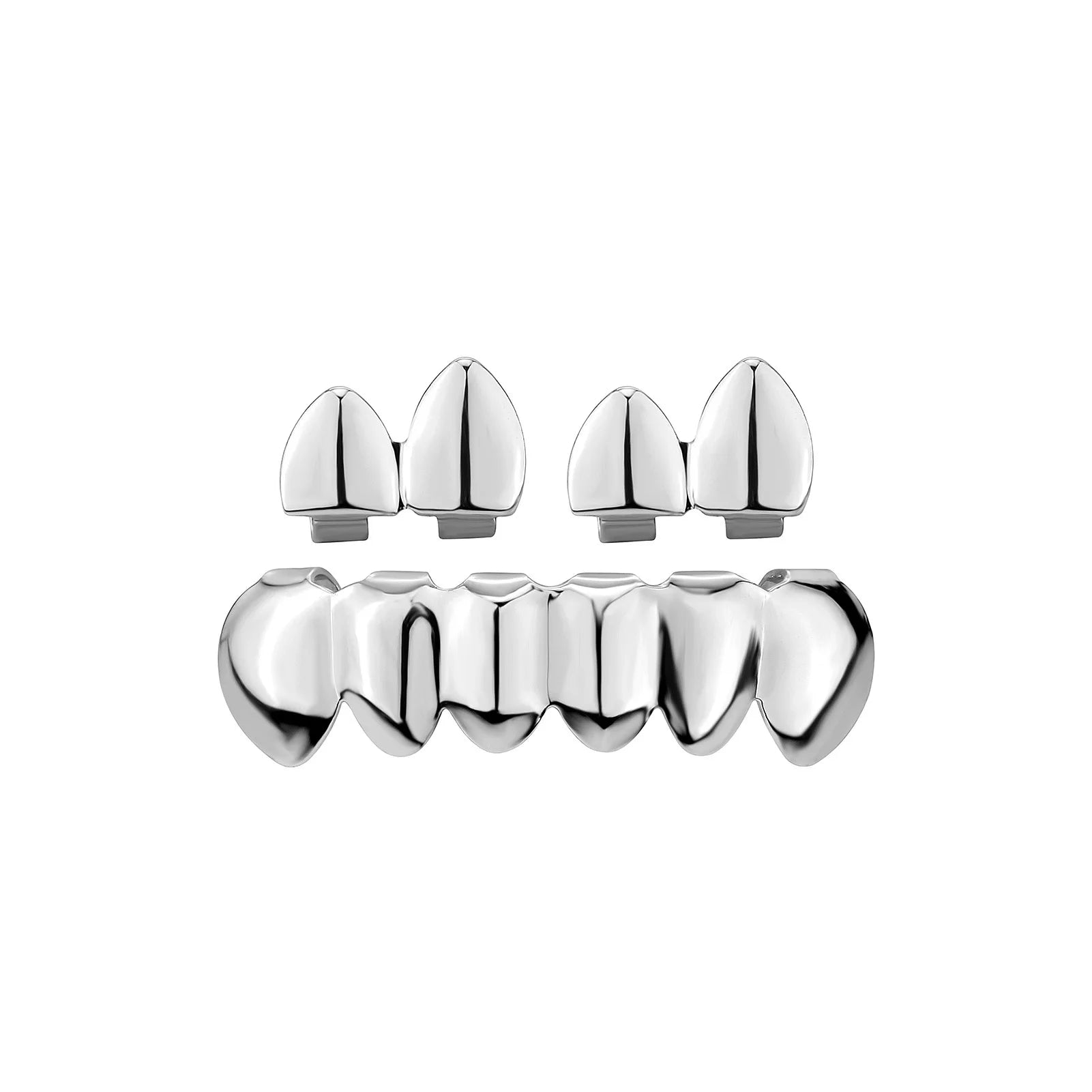 TOPGRILLZ Glossy Teeth Grillz Hip Hop Gold Silver Color Top Bottom Tooth Caps For Women Men Jewelry Halloween Cosplay Gift