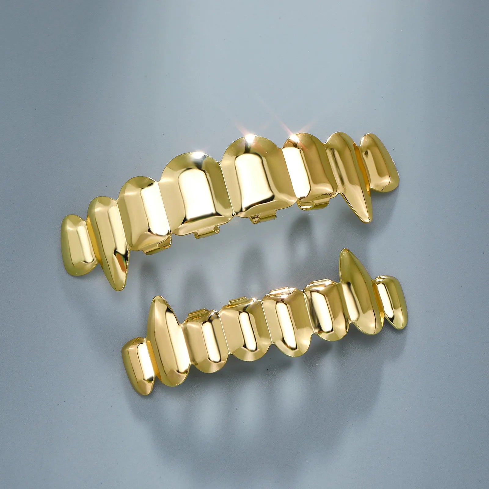 TOPGRILLZ Hip Hop 8/8 Vampire Fangs Glossy Teeth Grillz Top Bottom Mouth Tooth Caps For Women Men Jewelry Halloween Cosplay Gift