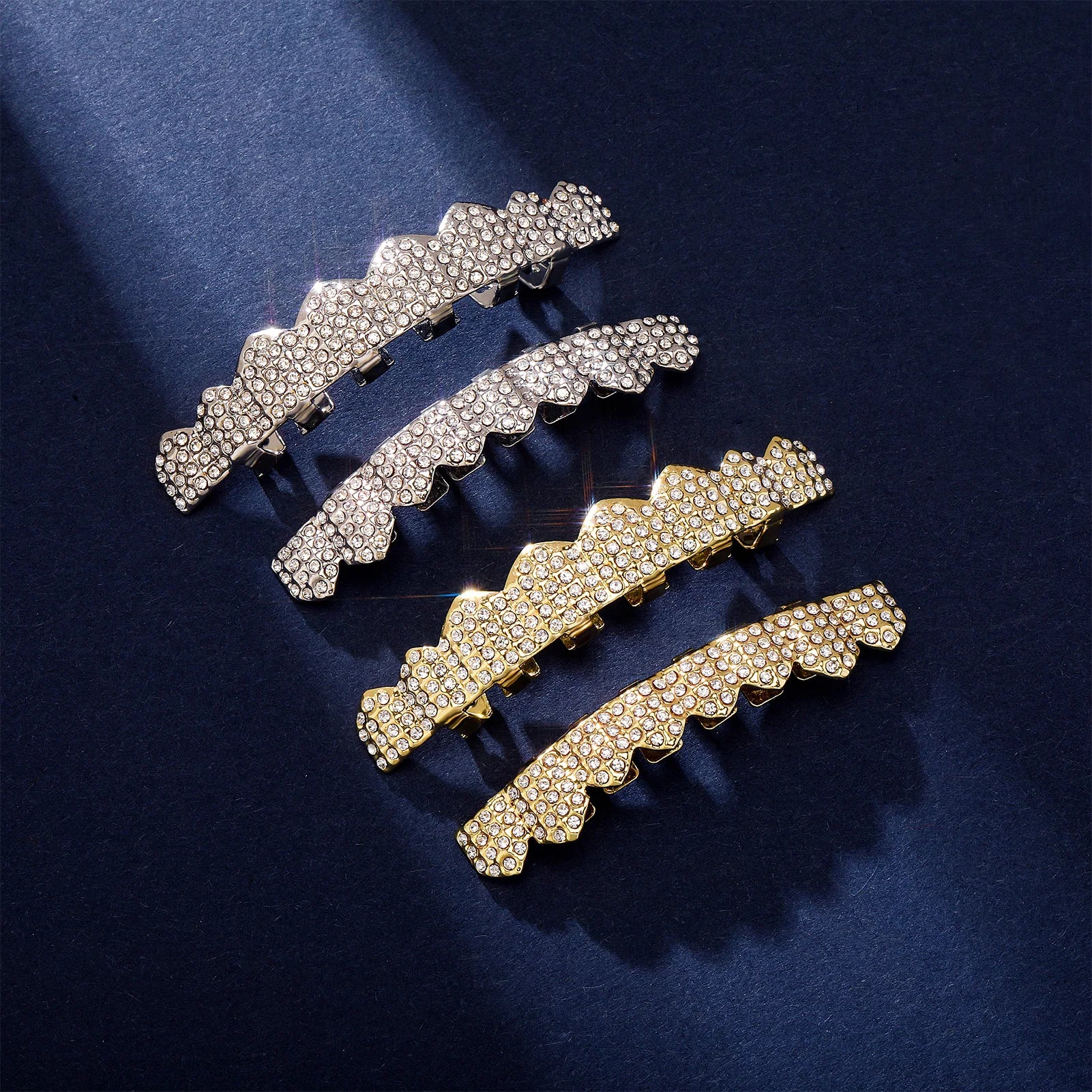 TOPGRILLZ Hip Hop Teeth Grillz Iced Out Micro Paved Green Red Cubic Zircon Top & Bottom Charm Grills Set For Halloween Party