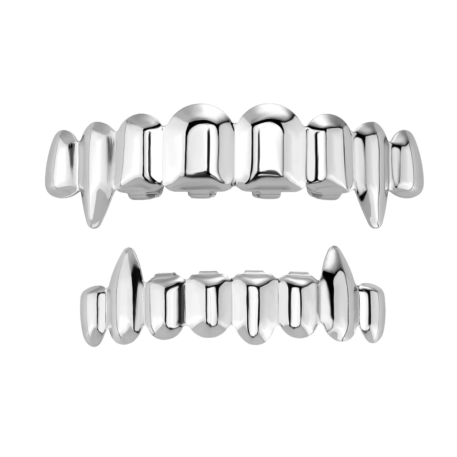 TOPGRILLZ Hip Hop 8/8 Vampire Fangs Glossy Teeth Grillz Top Bottom Mouth Tooth Caps For Women Men Jewelry Halloween Cosplay Gift