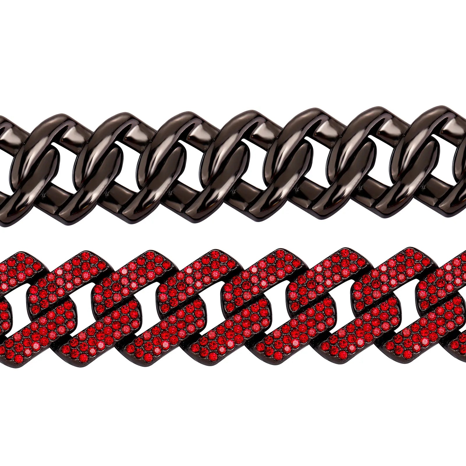 TOPGRILLZ 20MM Alloy Miami Cuban Chain Necklace/Bracelet Set For Men Iced Out Bling Rhinestones Jewelry For Halloween