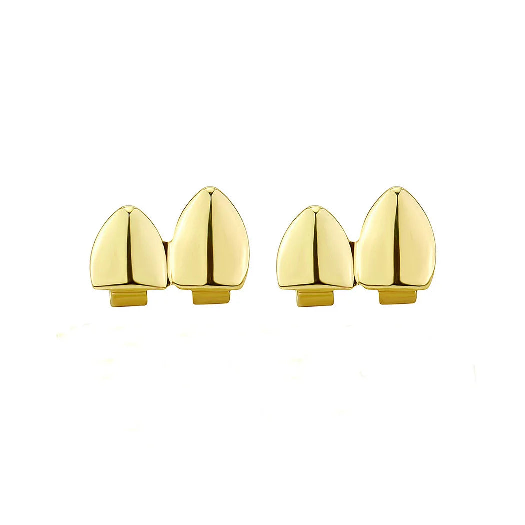 TOPGRILLZ Glossy Teeth Grillz Hip Hop Gold Silver Color Top Bottom Tooth Caps For Women Men Jewelry Halloween Cosplay Gift