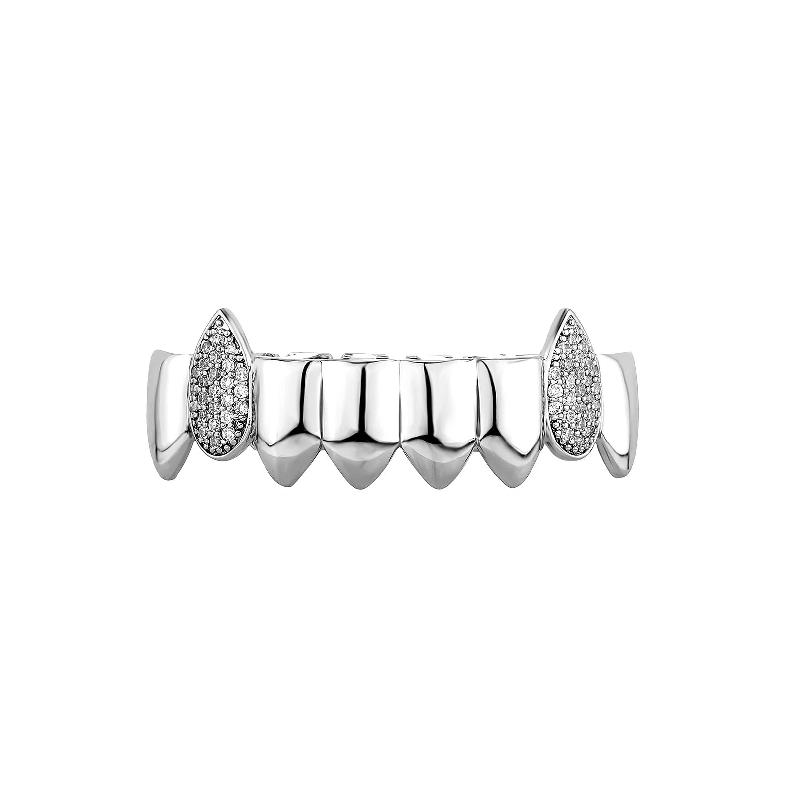 TOPGRILLZ Hip Hop Full CZ Stone Teeth Grillz Caps Cubic Zircon Iced Out Micro Pave Top&Bottom Charm Grills For Men Women Jewelry