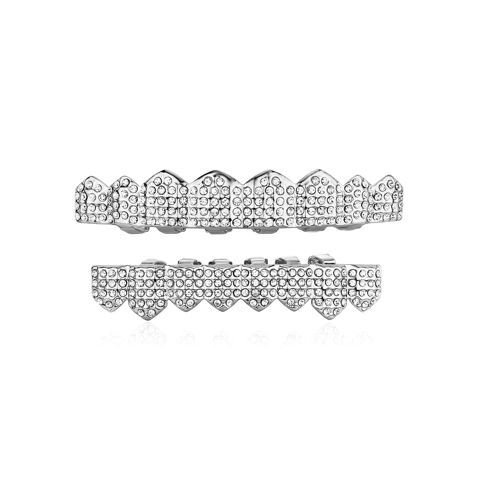 TOPGRILLZ Hip Hop Teeth Grillz Iced Out Micro Paved Green Red Cubic Zircon Top & Bottom Charm Grills Set For Halloween Party