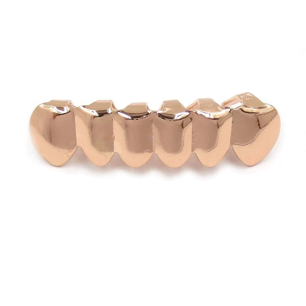 TOPGRILLZ Glossy Gold Silver Plated Hip Hop Teeth Grillz 6 Top &6 Bottom Grills Set With silicone Shiny Vampire Tooth Sets
