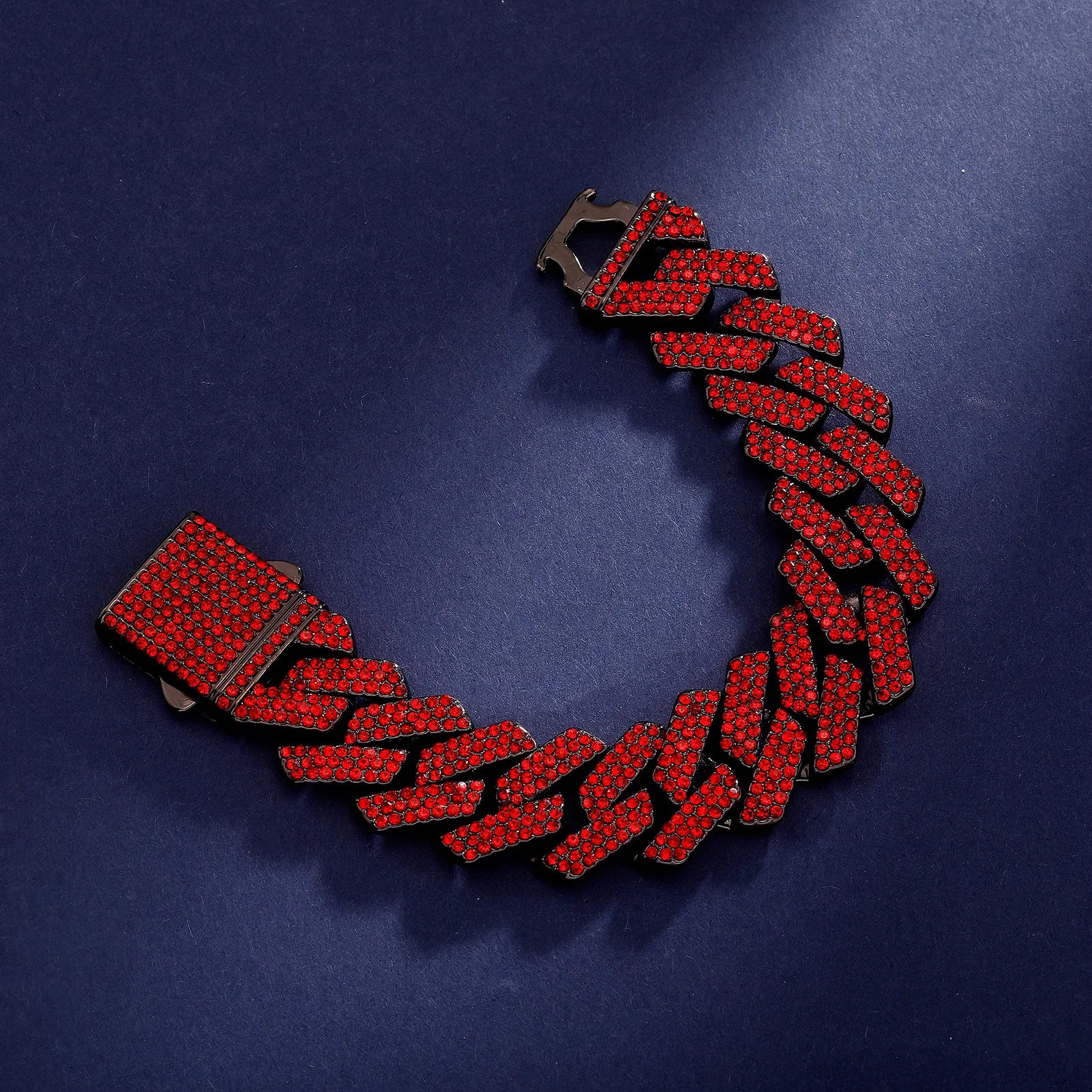 TOPGRILLZ 20MM Alloy Miami Cuban Chain Necklace/Bracelet Set For Men Iced Out Bling Rhinestones Jewelry For Halloween