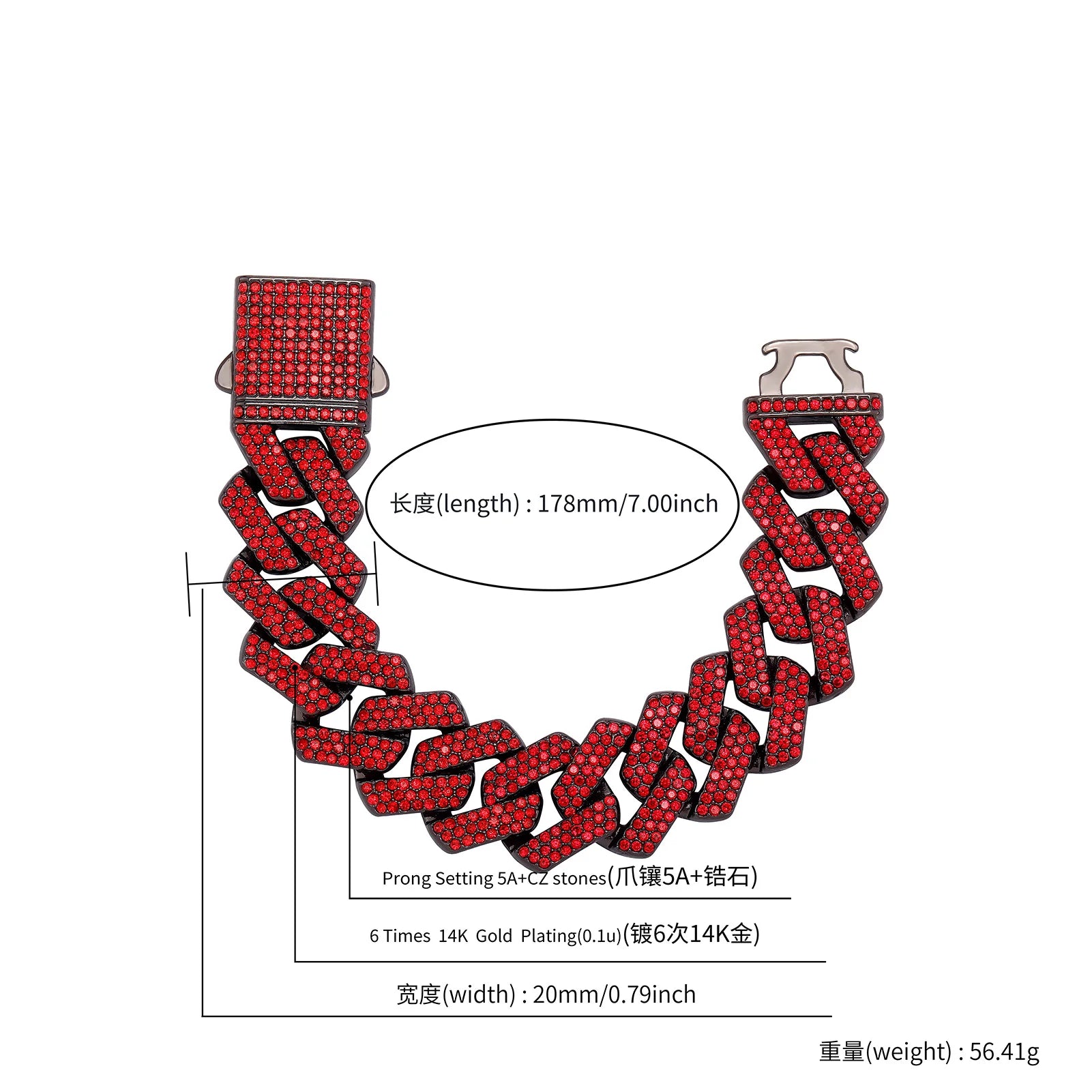 TOPGRILLZ 20MM Alloy Miami Cuban Chain Necklace/Bracelet Set For Men Iced Out Bling Rhinestones Jewelry For Halloween